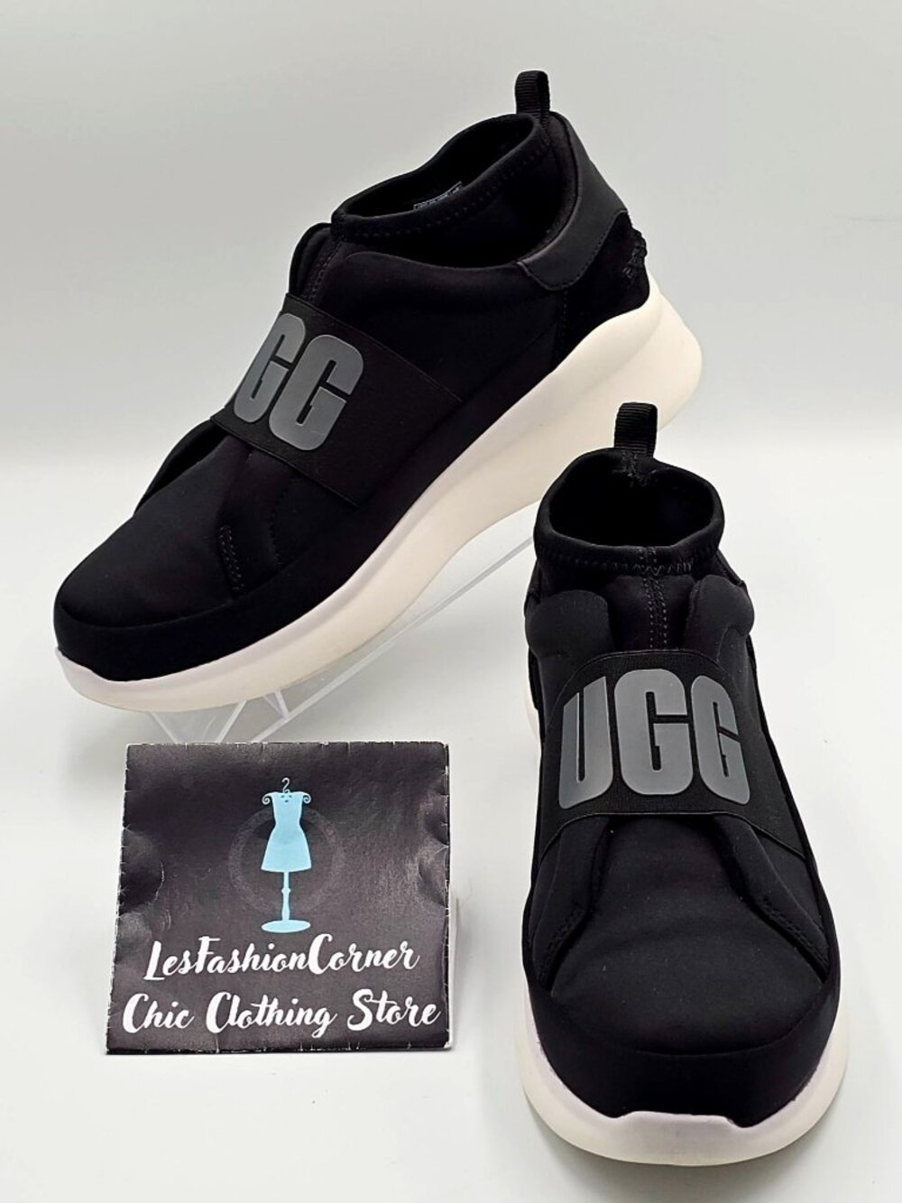 Ugg Women's Black Neoprene Neutra Trainer Slip-On Platform Sneakers Size 9 2859